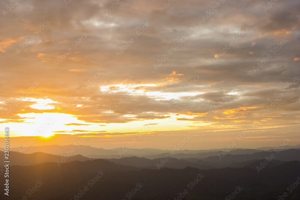 Nern Chang Suek background in sunrise is one of interesting places in Kanchanaburi because it is the view spot on the mountain Nern Chang Suek background in sunrise is one of interesting places in Kanchanaburi because it is the view spot on the mountain