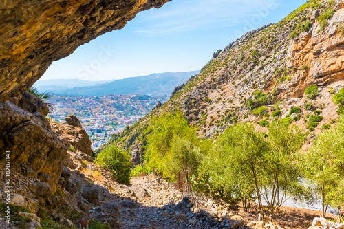 Hiking in Morocco's Rif Mountains under Chefchaouen city, Morocco in Africa
