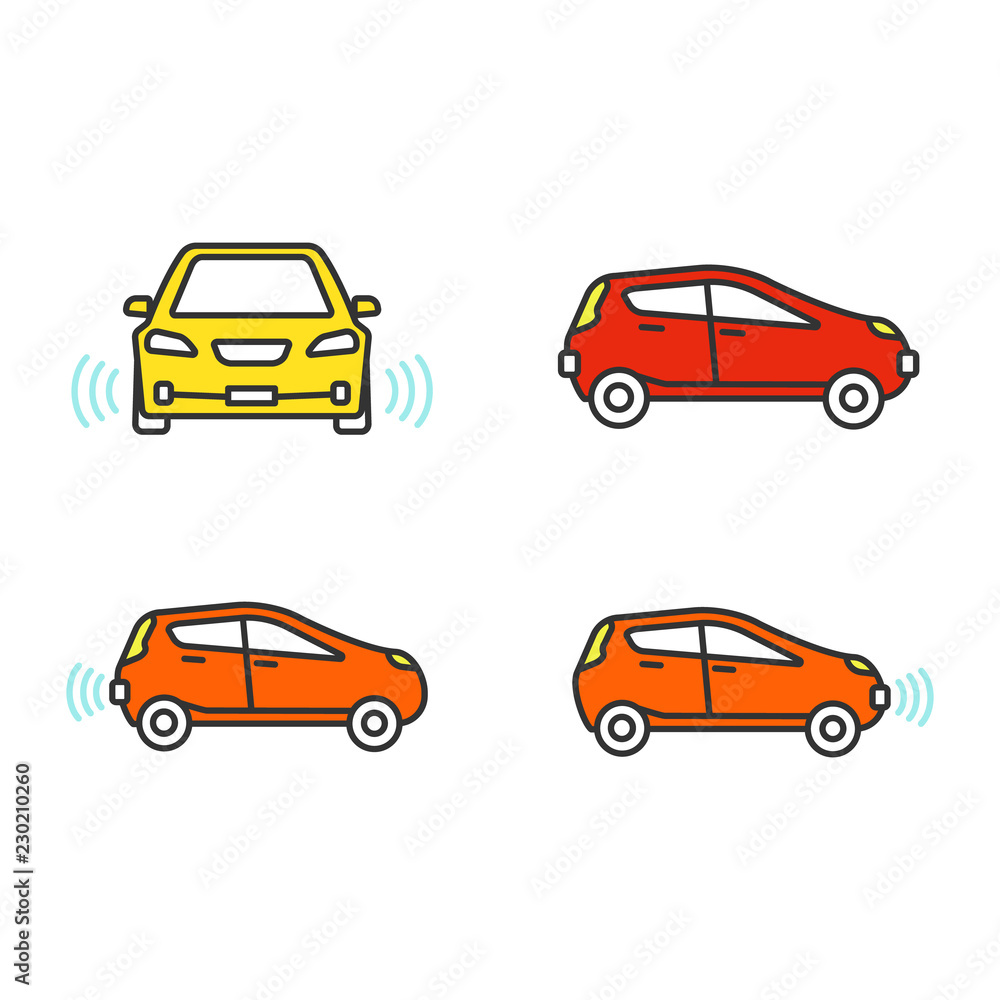 Obraz Smart cars color icons set