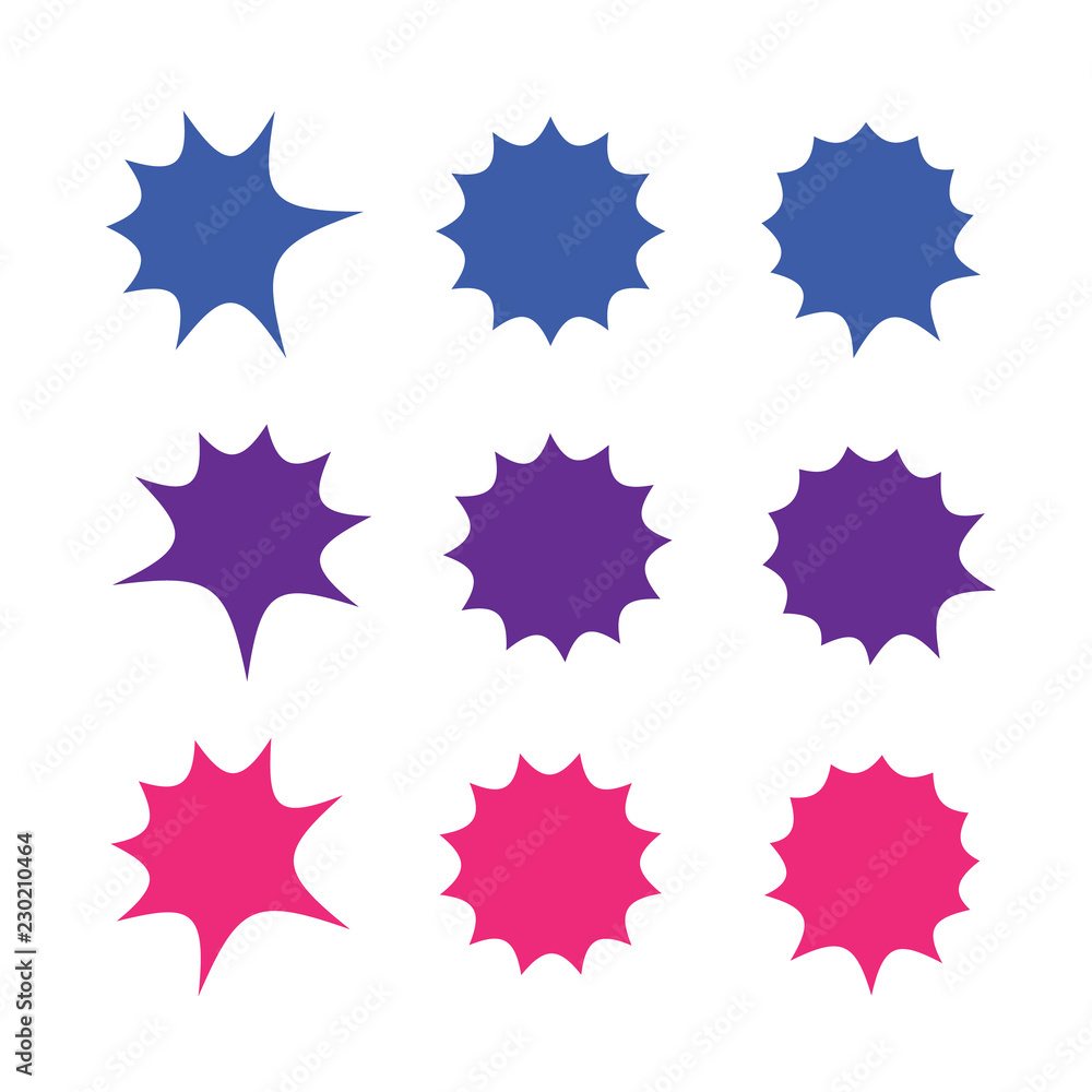 Starburst explosion comic shapes vector. Speech boom bubbles Starburst explosion comic shapes vector. Speech boom bubbles