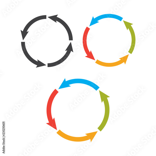 Circle arrows steps. Processes vector set for business infographic