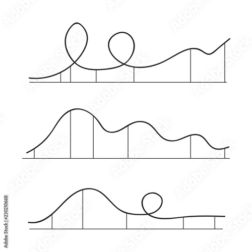 Rollercoaster vector. Rollercoaster vector silhouette park icons