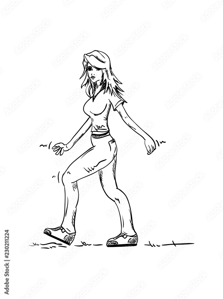 young woman walking young woman walking