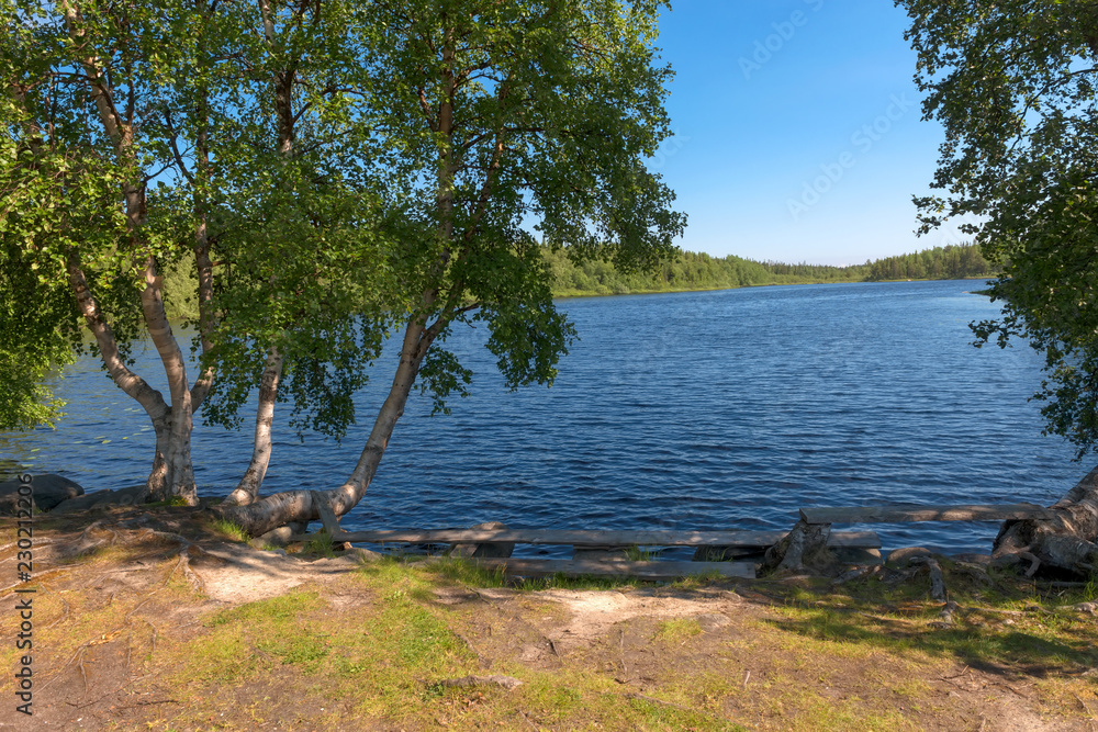 The Holy Lake near the Holy Trinity Anzersky Skete of the Solovki Monastery on the Anzersky Island, the Solovki Islands, Arkhangelsk Region, Russia