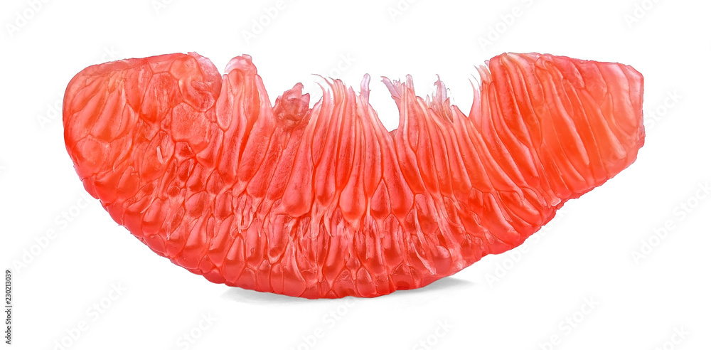 close-up view of Thailand Siam ruby pomelo fruit on white background. close-up view of Thailand Siam ruby pomelo fruit on white background.