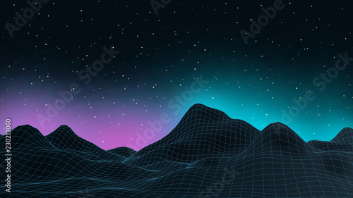 3d connection background. Wireframe topography landscape. Music equalizer concept. Blockchain and crypto currency technology background. Vector illustration