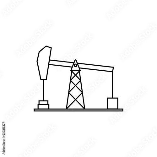 Oil pump jack line icon, outline vector sign, linear style pictogram isolated on white. Symbol, logo illustration.
