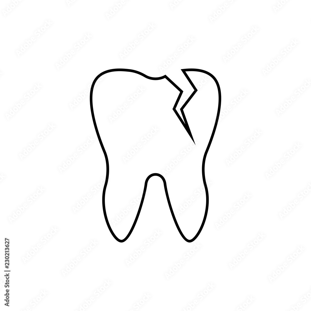 Sick tooth line icon, stomatology and dental, caries sign vector graphics, a linear pattern on a white background, eps 10. Sick tooth line icon, stomatology and dental, caries sign vector graphics, a linear pattern on a white background, eps 10.