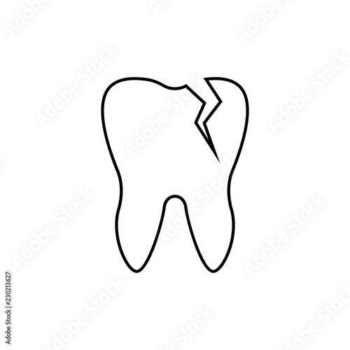 Sick tooth line icon, stomatology and dental, caries sign vector graphics, a linear pattern on a white background, eps 10.