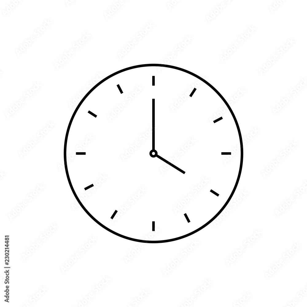 Wall clock icon - vector linear clock sign or logo element. Thin graphic elements vector illustration, outline pattern on a white background, eps 10. Wall clock icon - vector linear clock sign or logo element. Thin graphic elements vector illustration, outline pattern on a white background, eps 10.