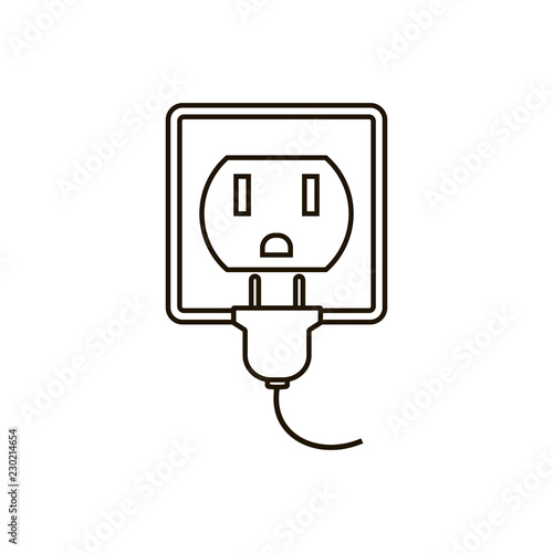 Electric socket and plug icons, Electricity sign. Vector thin line art icon. Symbol for your web site design, logo, app, UI. Vector illustration. EPS10