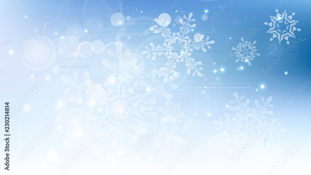 Snowflakes and festive lights - vector background with beautiful snowflakes that merrily shine and shimmer in color space