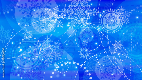 Snowflakes and festive lights - vector background with beautiful snowflakes that merrily shine and shimmer in color space