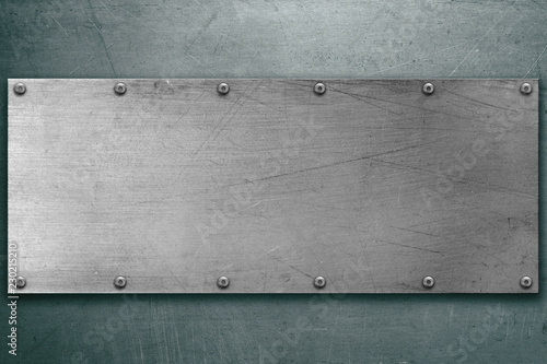 Brushed metal plate with rivets 