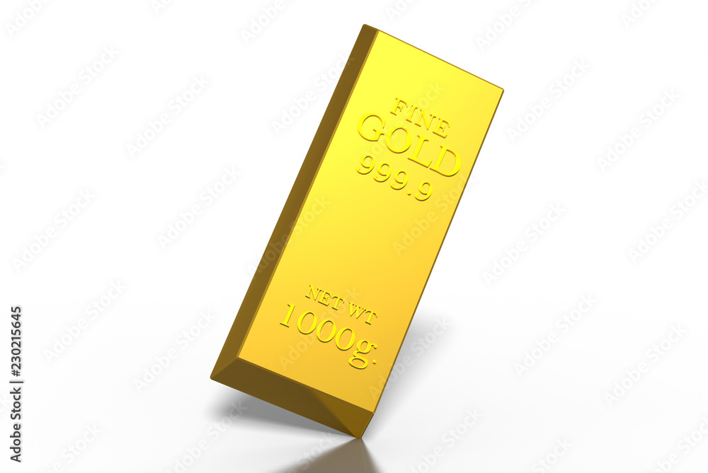 3D Gold bars weigh 1 kg. 