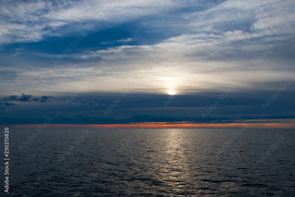 White Sea in summer at sunset on a polar day White Sea in summer at sunset on a polar day