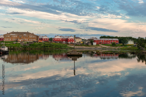 View on Solovetsky Monastery from the Bay of well-being, Russia. Solovetsky Monastery is on the UNESCO's World Heritage List.