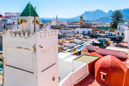 Beautiful view of white color medina o the Tetouan city, Morocco in Africa