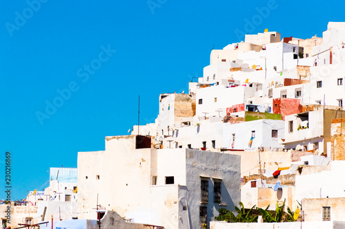 Beautiful view of white color medina o the Tetouan city, Morocco in Africa