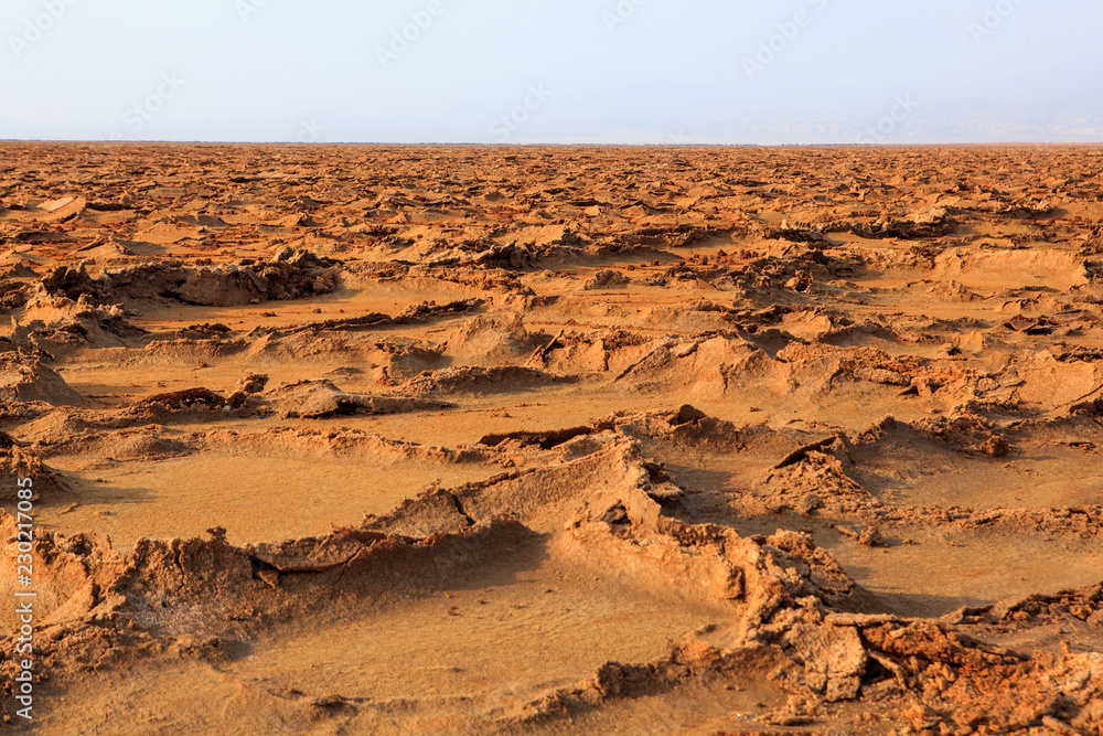 Fototapeta premium Valley with fantastic minerals formations at Dallol, Danakil Depression, Ethiopia, Africa