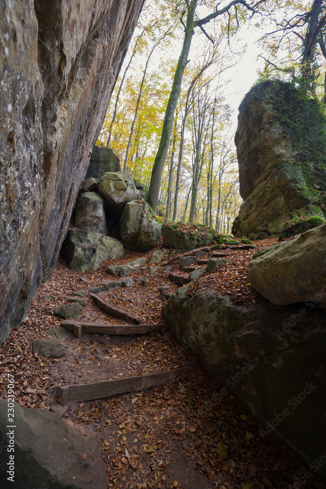hiking trail in Mullerthal, Luxembourg