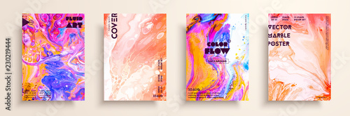 Covers with acrylic liquid textures. Colorful abstract composition. Modern artwork. Creative fluid colors backgrounds. Applicable for design placard, flyer, poster.