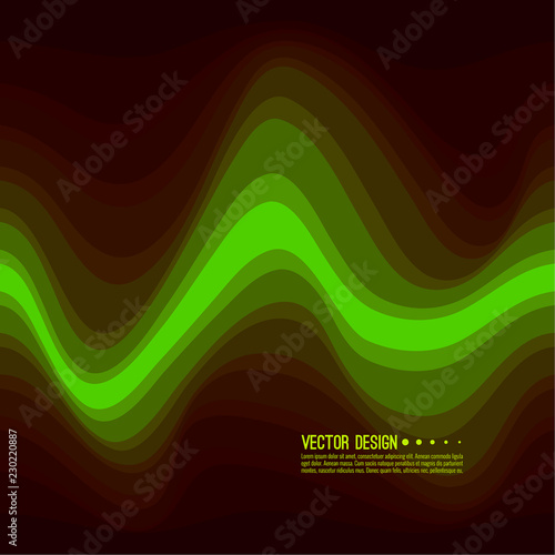 Distorted wave colorful texture. Abstract dynamical rippled surface. Vector stripe deformation background. Transition and gradation of color.