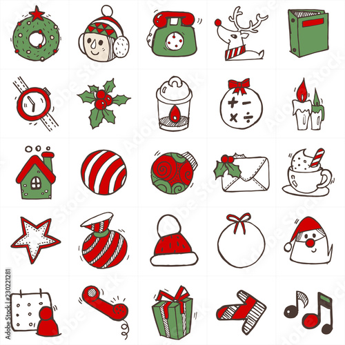 Christmas Drawing Icons In Colors B