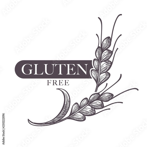 Gluten free products, poster with ear of wheat