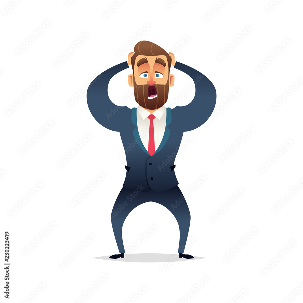 Businessman shocked. The crisis in the business. The manager is terrified. Businessman shocked. The crisis in the business. The manager is terrified.