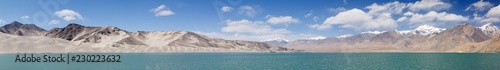 Mega panorama of sand dunes at Bulunkou River (Karakorum Highway, Xinjiang, China)