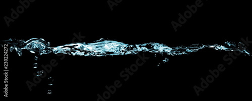 water splash with drops isolated on black background