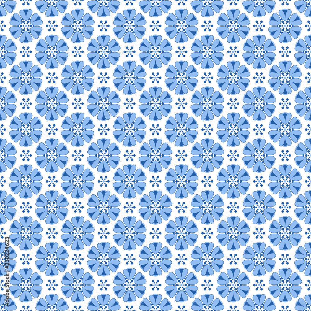Blue and white flowers seamless pattern Blue and white flowers seamless pattern