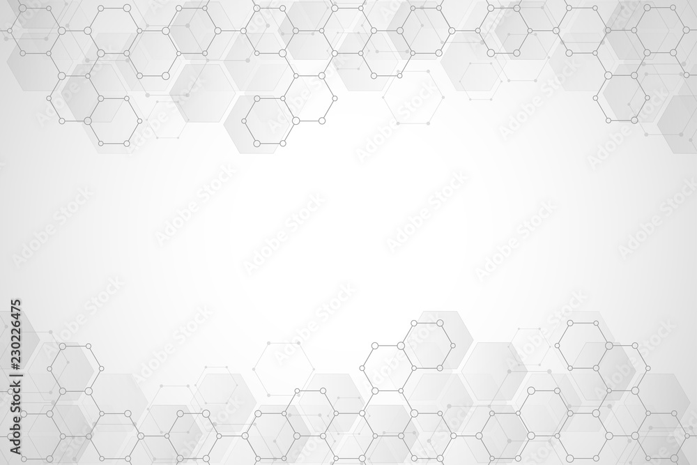 Fototapeta Medical background from hexagons. Geometric elements of design for modern communications, medicine, science and digital technology. Hexagon pattern background.