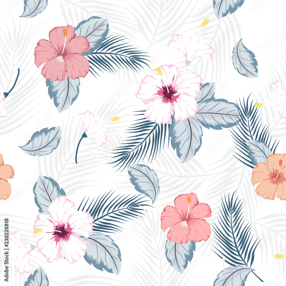 vector seamless beautiful artistic bright tropical pattern with exotic forest. vector seamless beautiful artistic bright tropical pattern with exotic forest.