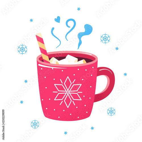 Winter hot drink cup cocoa  hot chocolate marshmallows
