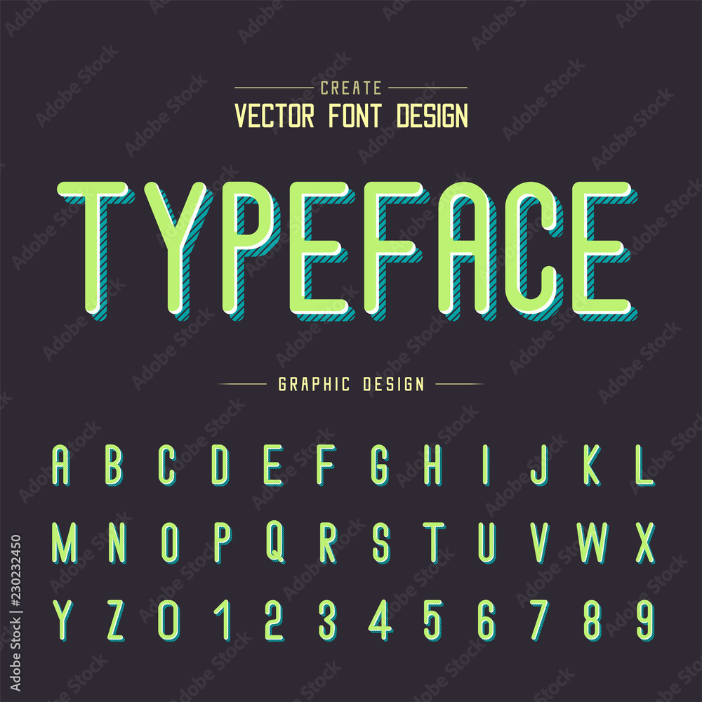 Font and alphabet vector, Letter style typeface and number design, Graphic text on background