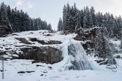 Vereister Krimmler Wasserfall im Winter