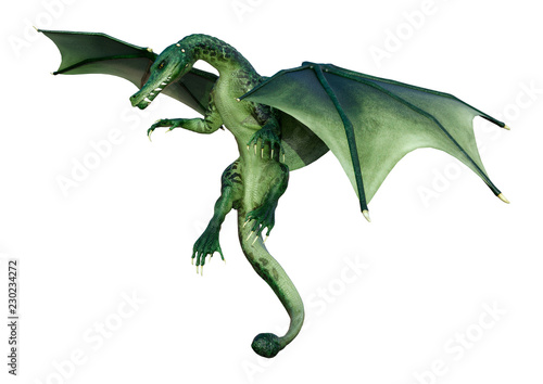 3D Rendering Fairy Tale Dragon on White