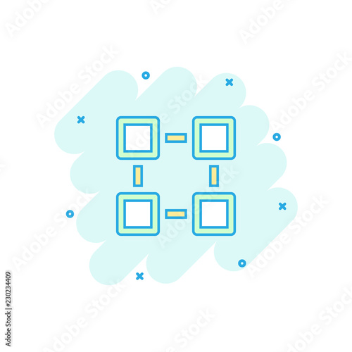 Wallpaper Mural Vector cartoon blockchain technology icon in comic style. Cryptography cube block concept illustration pictogram. Blockchain algorithm business splash effect concept. Torontodigital.ca