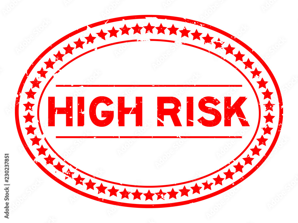 Grunge red high risk word oval rubber seal stamp on white background Grunge red high risk word oval rubber seal stamp on white background