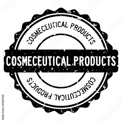 Grunge black cosmeceutical word rubber seal stamp on white background