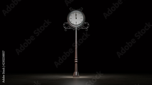 Street clock 3d rendering photo