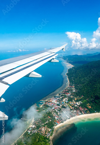Island and sea view from aircraft