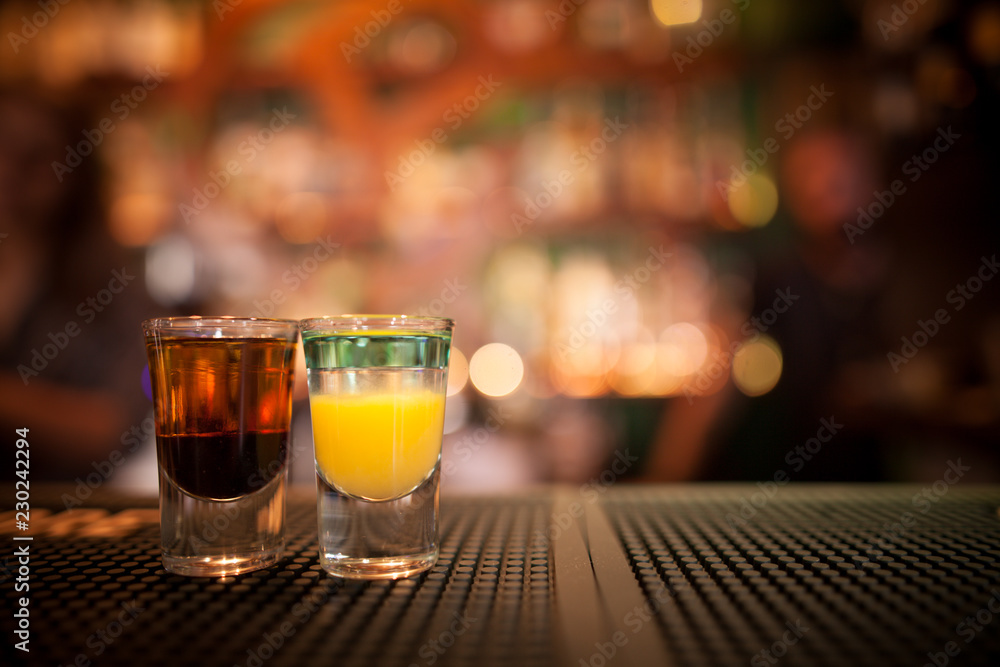 Shots on a pub counter Shots on a pub counter