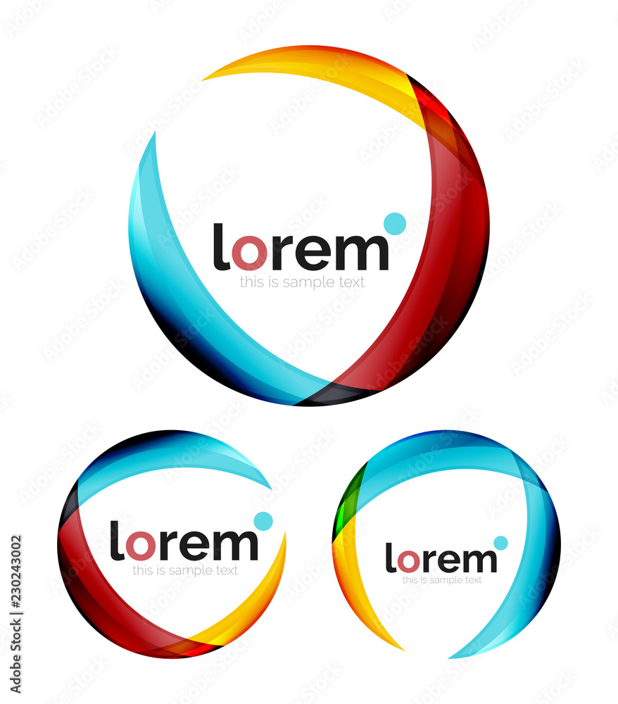 Set of geometric shape convergence logo design templates Set of geometric shape convergence logo design templates