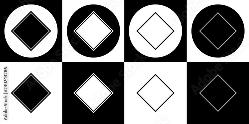 Black and white diamond symbol icon set