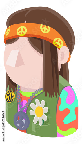 A Hippy hipster man avatar cartoon person icon emoji