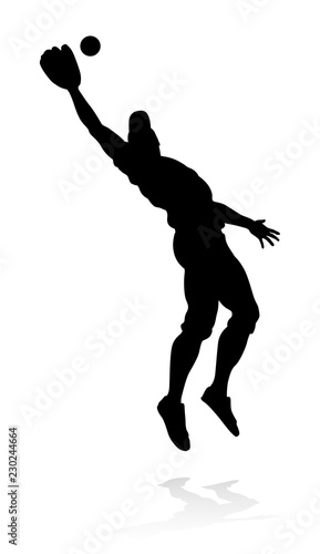 Baseball player in sports pose detailed silhouette