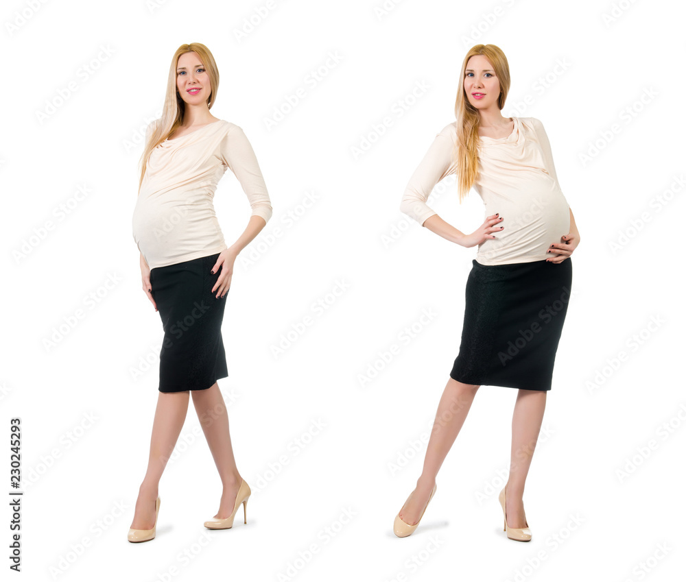 Beautiful pregnant woman isolated on white Beautiful pregnant woman isolated on white